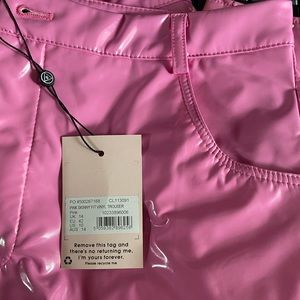 Missguided Size US10 Pink Vinyl Skinny Fit Pants